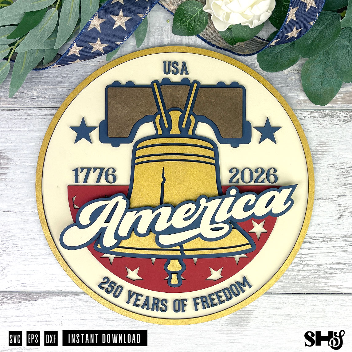 America 250 Door Hanger SVG | Liberty Bell | 1776 2026 USA 250th Anniversary Sign