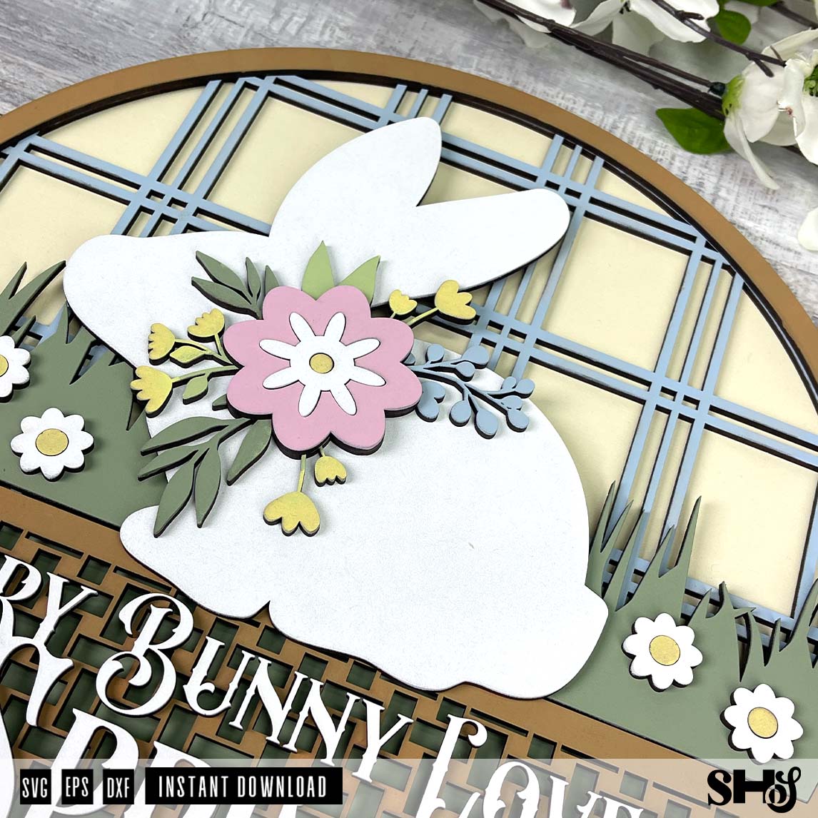 Welcome Bunny Laser Cut Sign alternate view