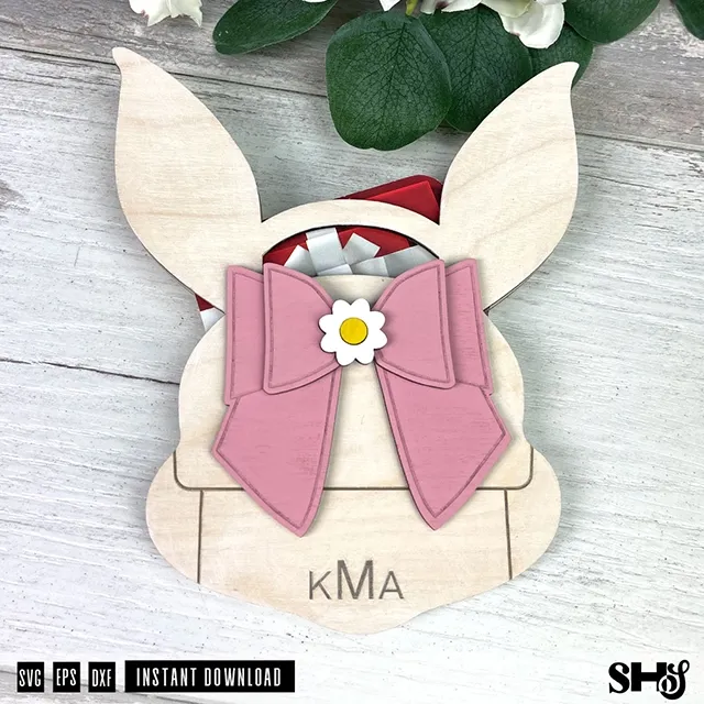 Bunny Purse Gift Card Holder Laser Cut File SVG alternate view