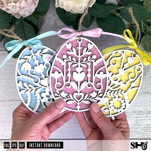 Easter Egg Ornament Laser Cut SVG alternate view