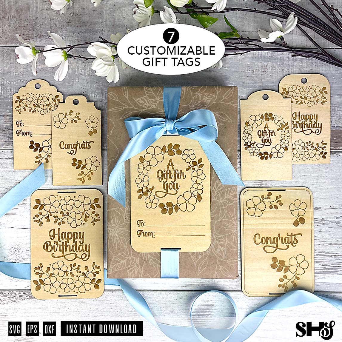 Floral Laser Cut Gift Tags SVG Bundle
