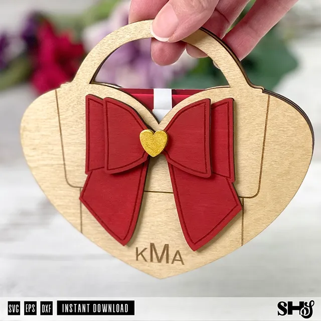 Heart Purse Gift Card Holder Laser Cut File SVG