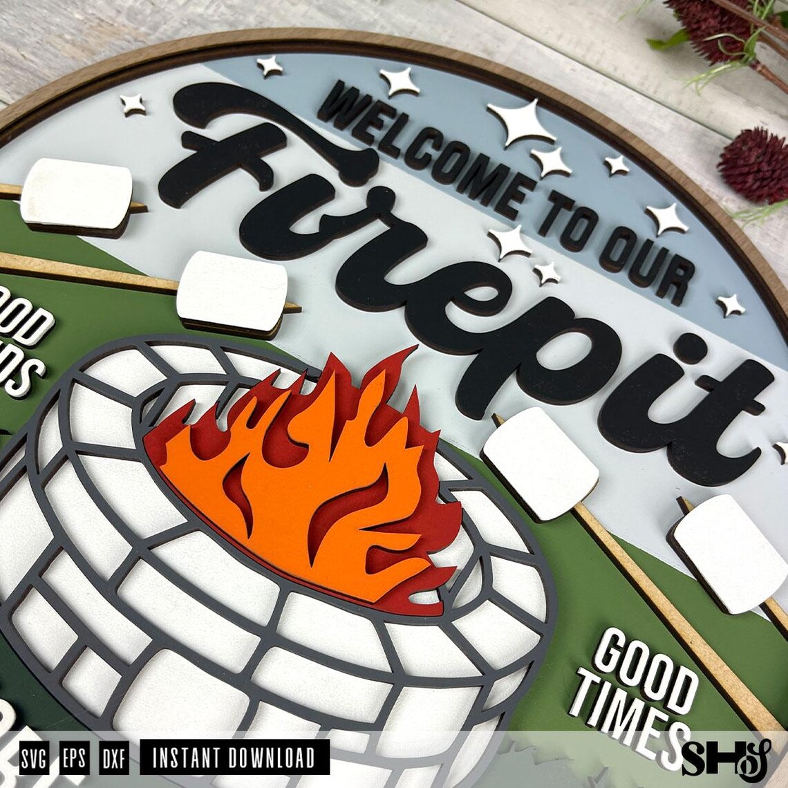 Firepit Welcome Sign SVG alternate view