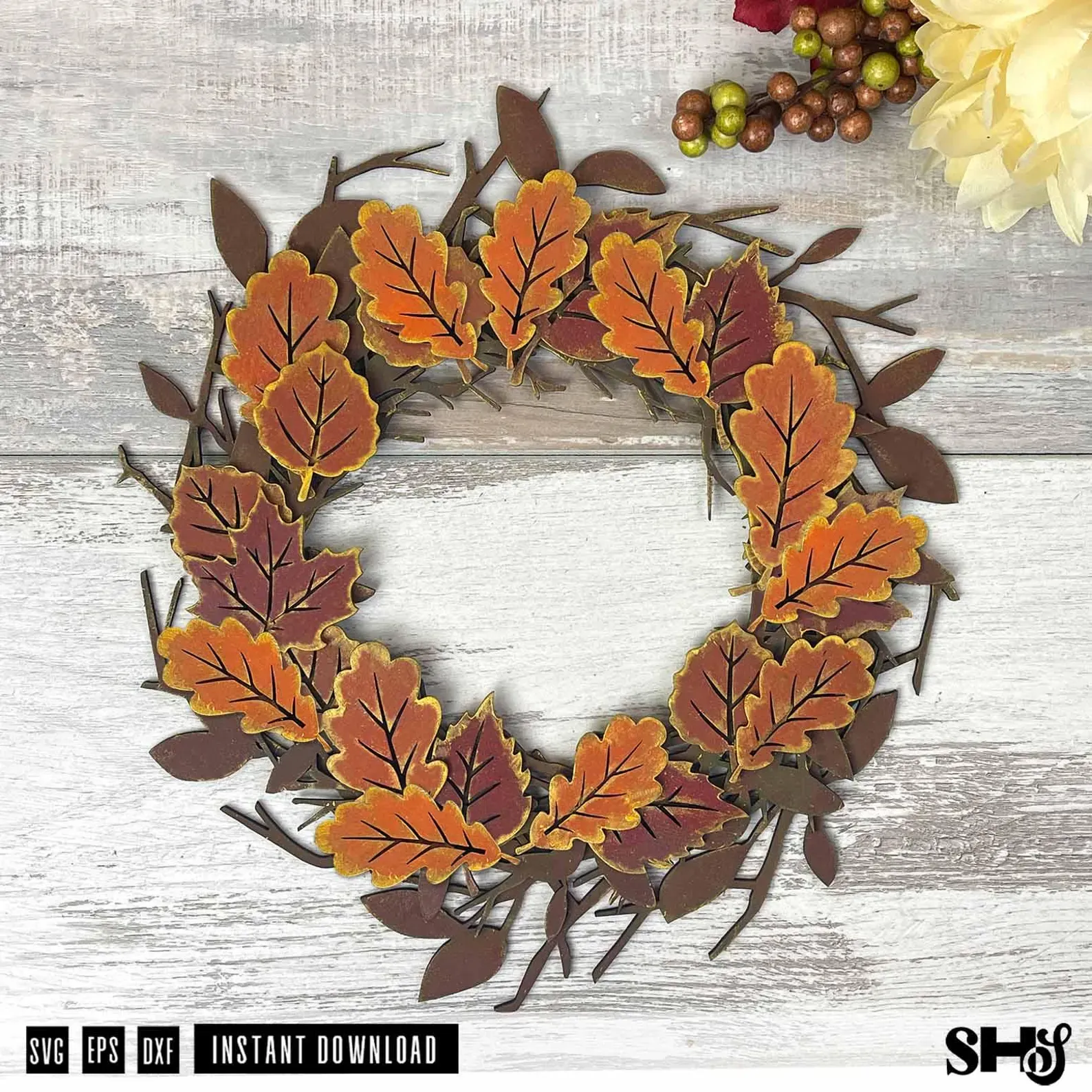 Fall Wreath laser cut SVG file