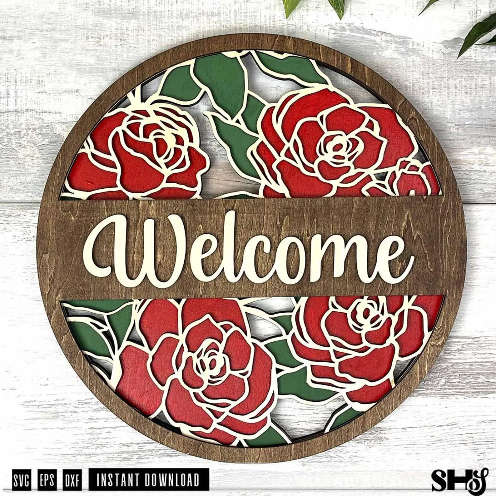 Rose Round Sign Laser Cut File