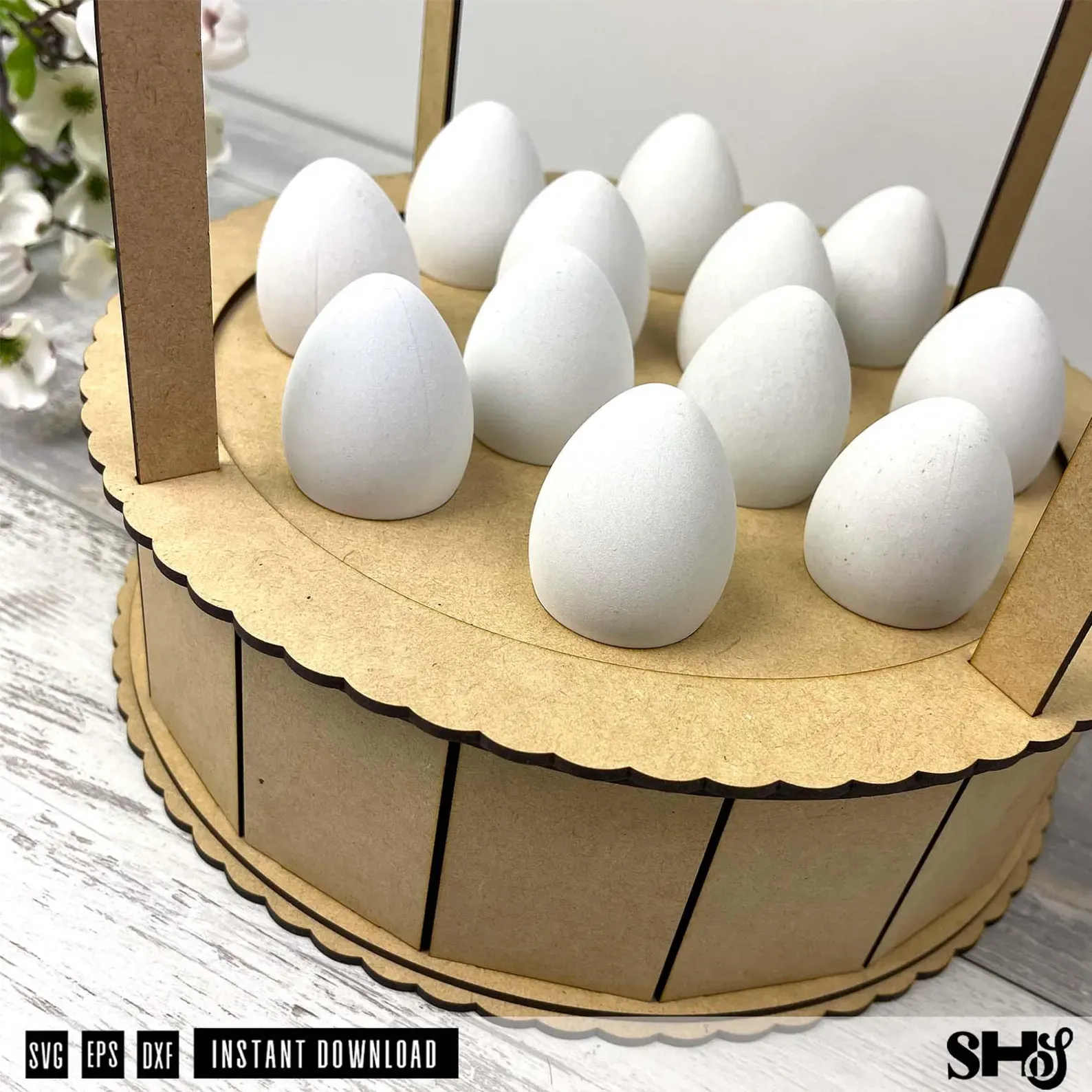 Laser Cut Easter Egg Basket SVG File alternate view