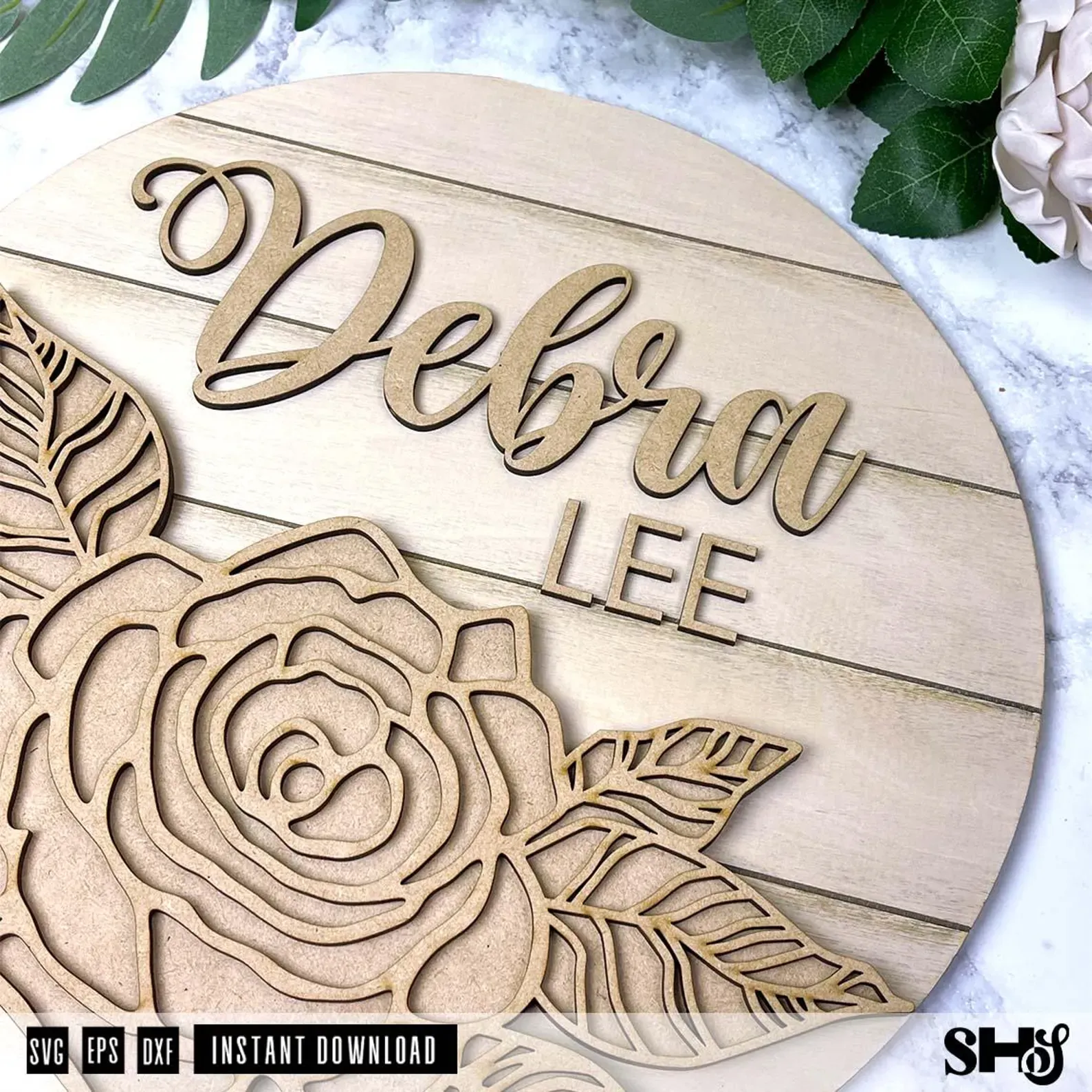 Rose Sign Laser Cut File alternate view
