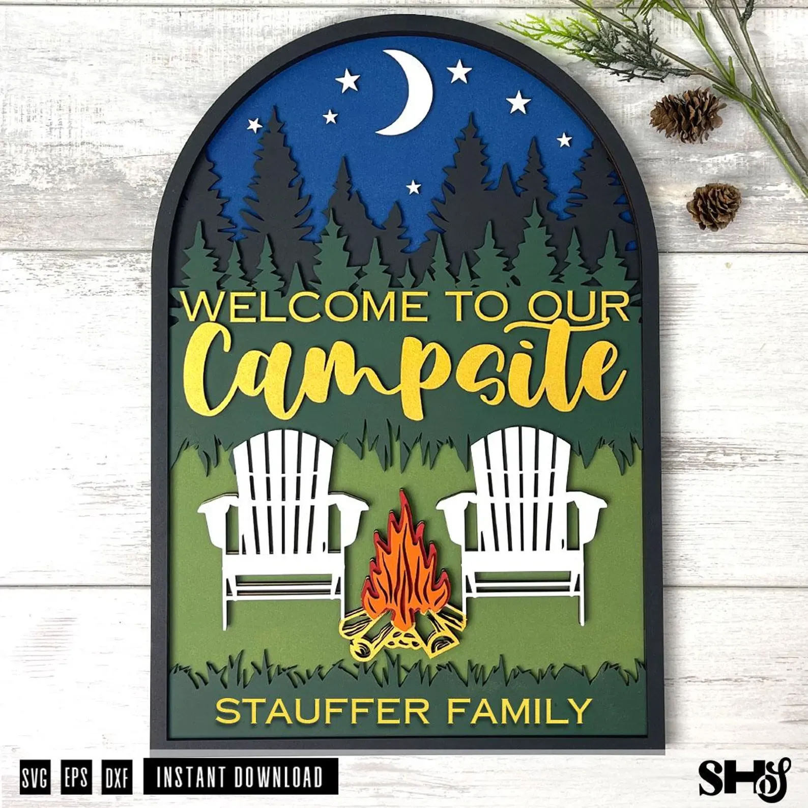 Camp Sign Laser Cut File