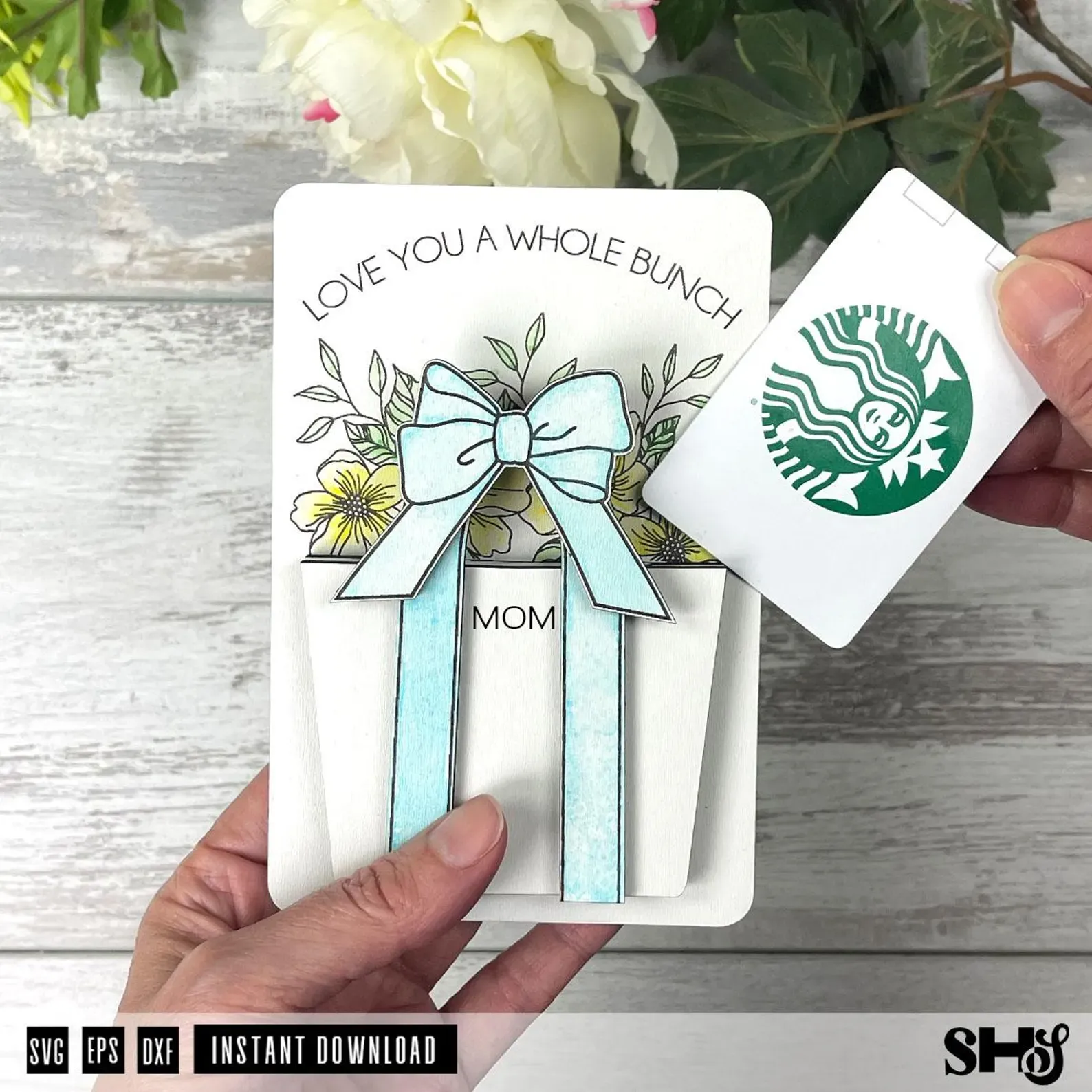 Floral Engraved Purse Gift Card Holder Laser Cut File alternate view