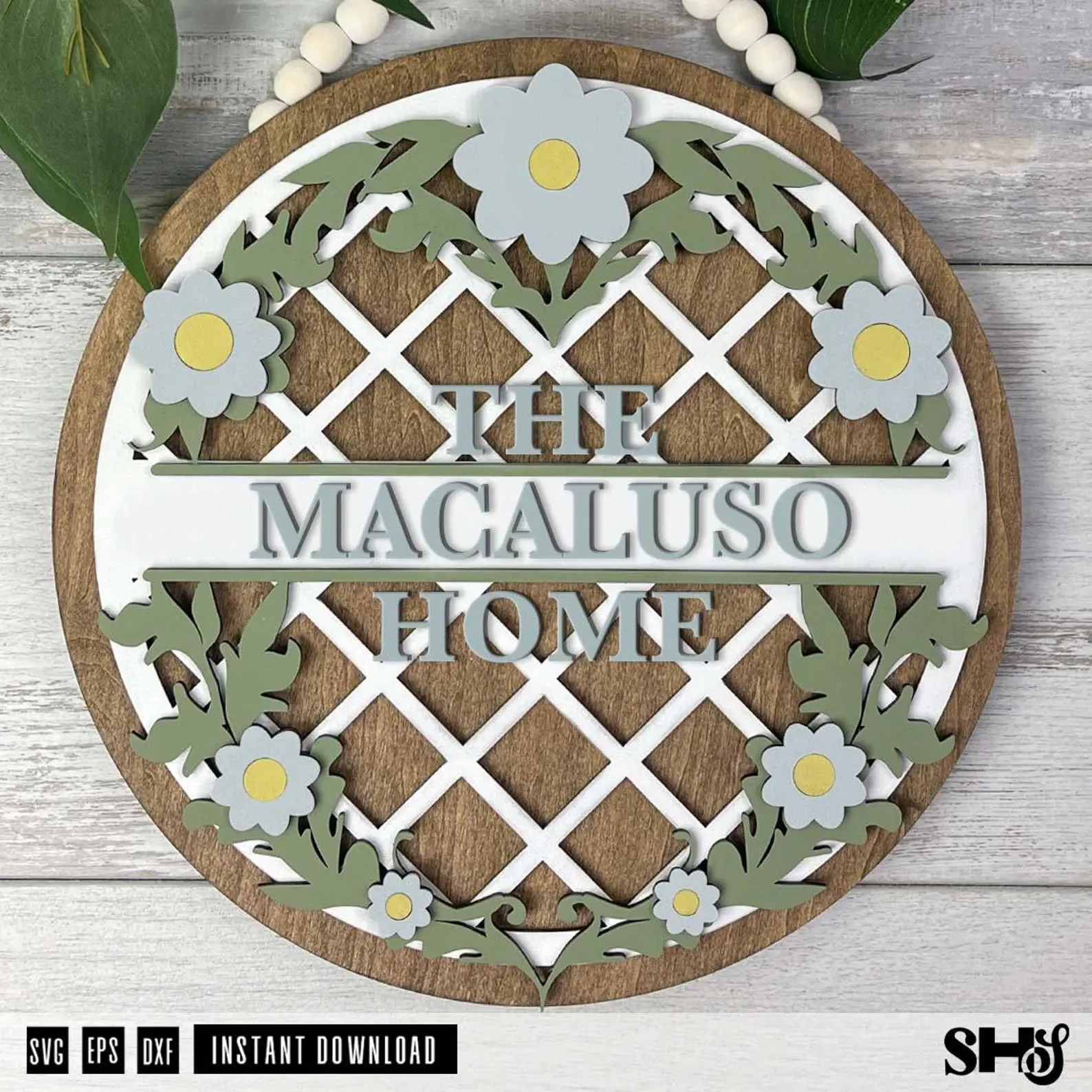 Hello Spring Door Hanger SVG alternate view