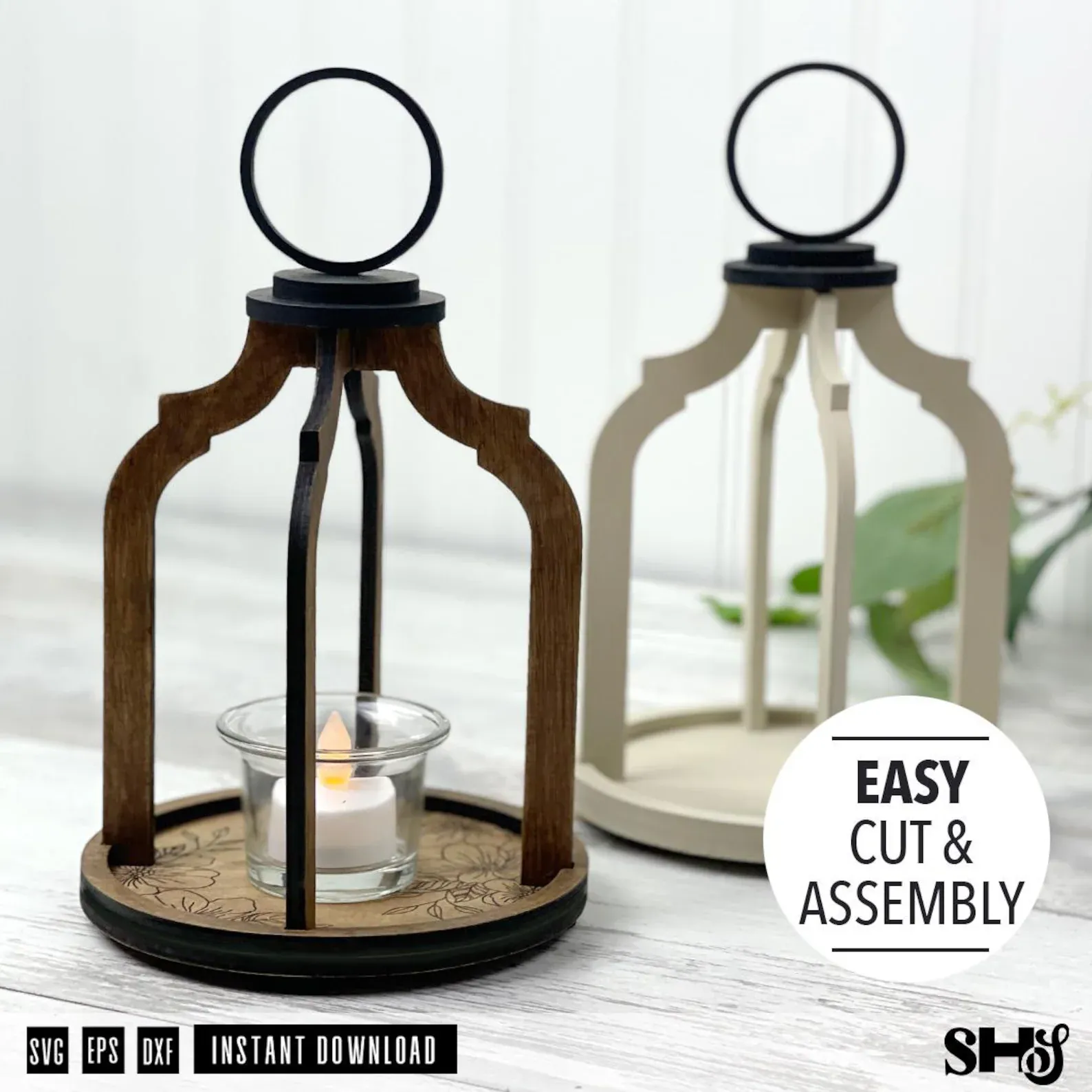 Farmhouse Candle Holder Lantern Cloche Laser Cut SVG File