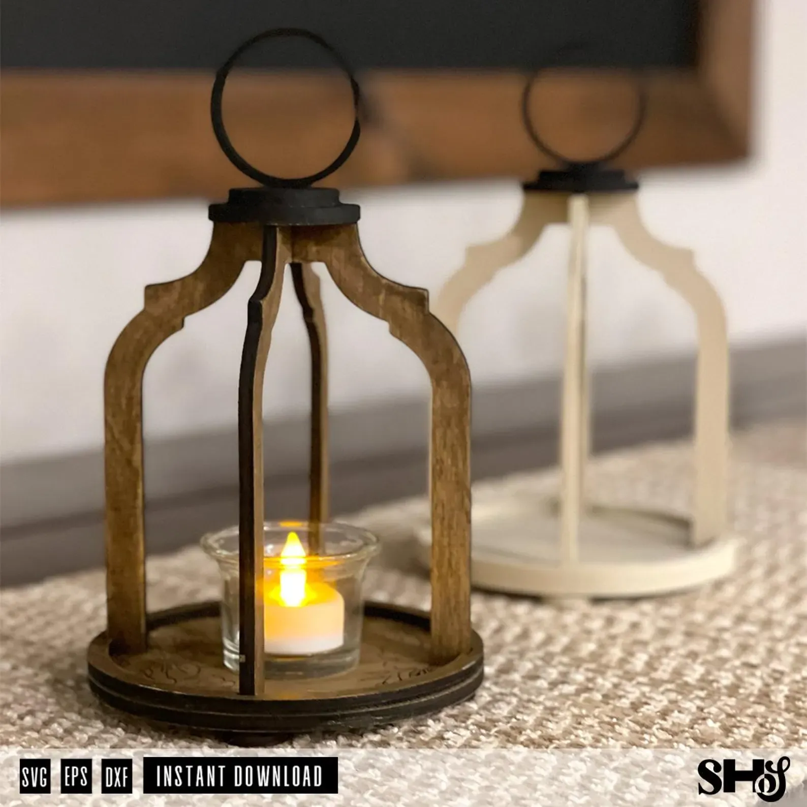 Farmhouse Candle Holder Lantern Cloche Laser Cut SVG File alternate view