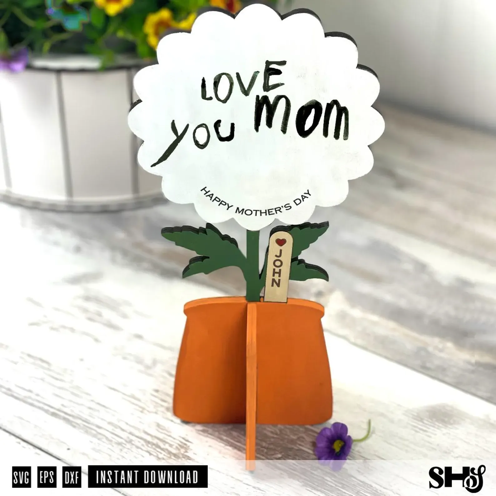 Mother's Day Standing Flower SVG alternate view