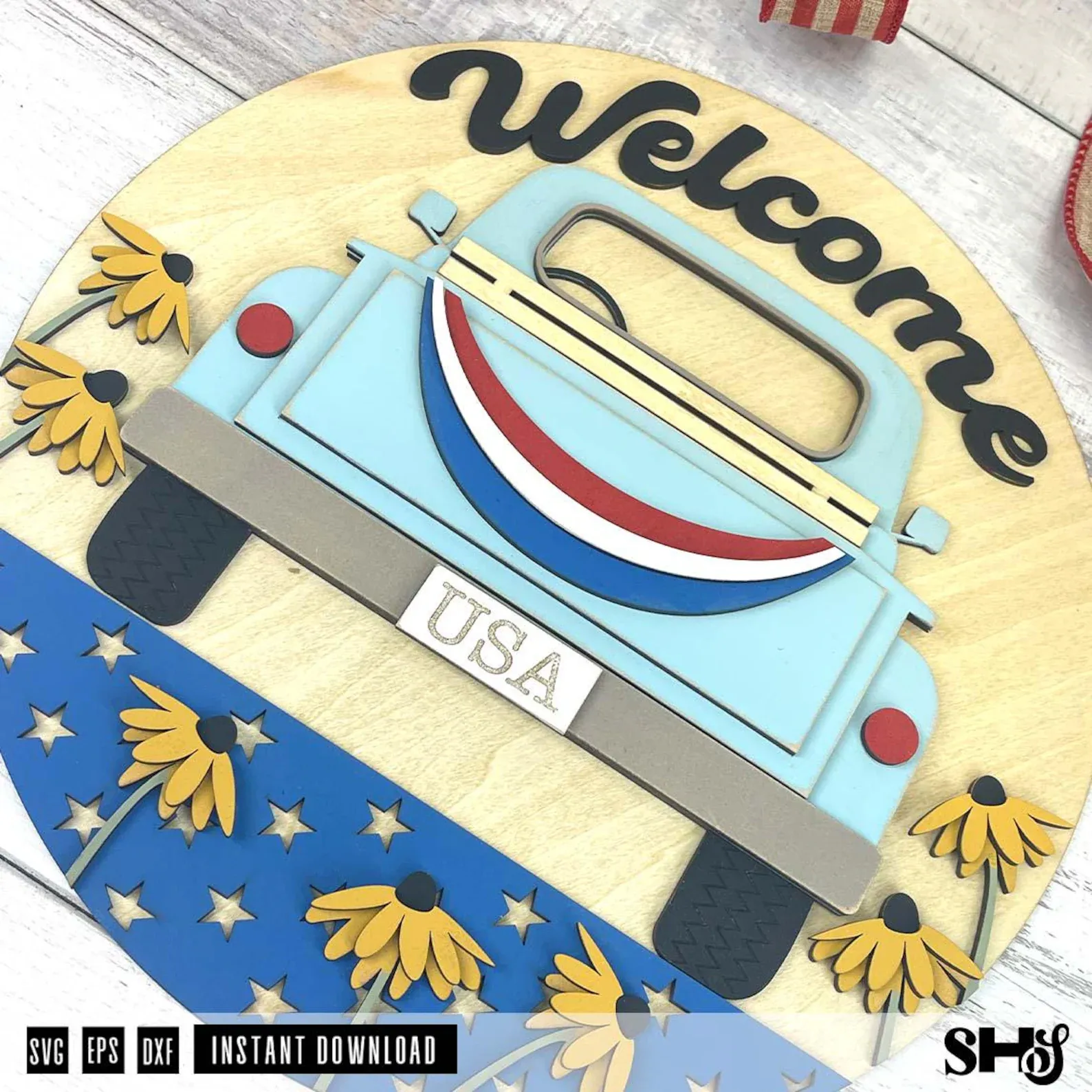 Vintage Truck Welcome Sign Laser Cut File alternate view