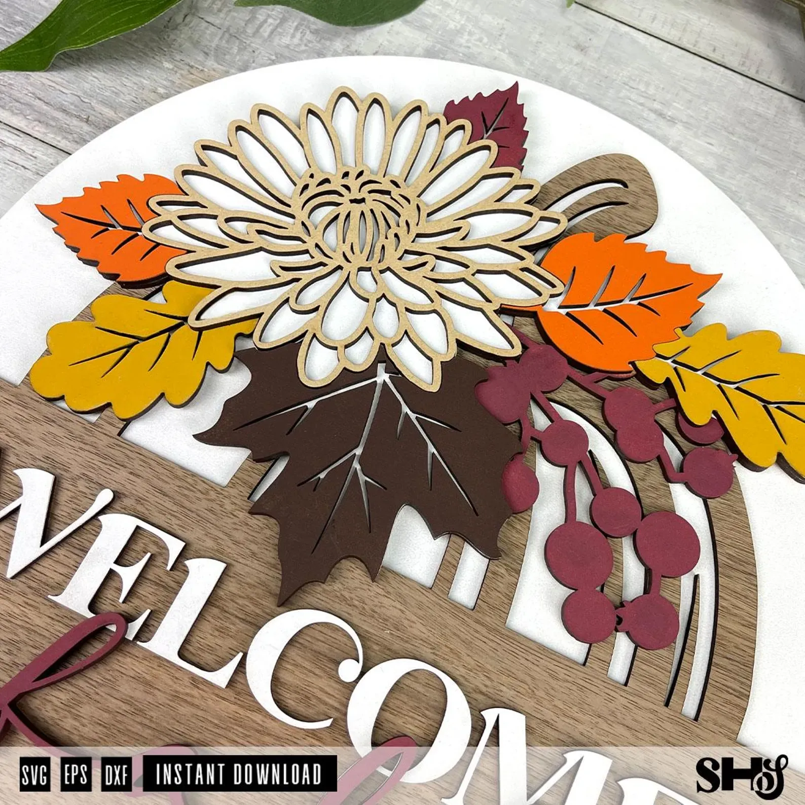 Welcome Fall Sign Laser Cut File alternate view