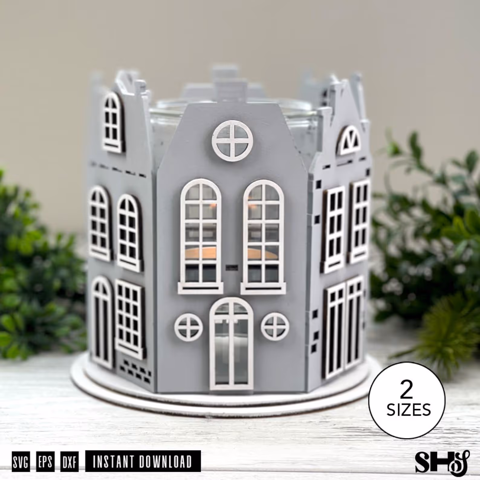 Townhouse Village Candle Holder SVG