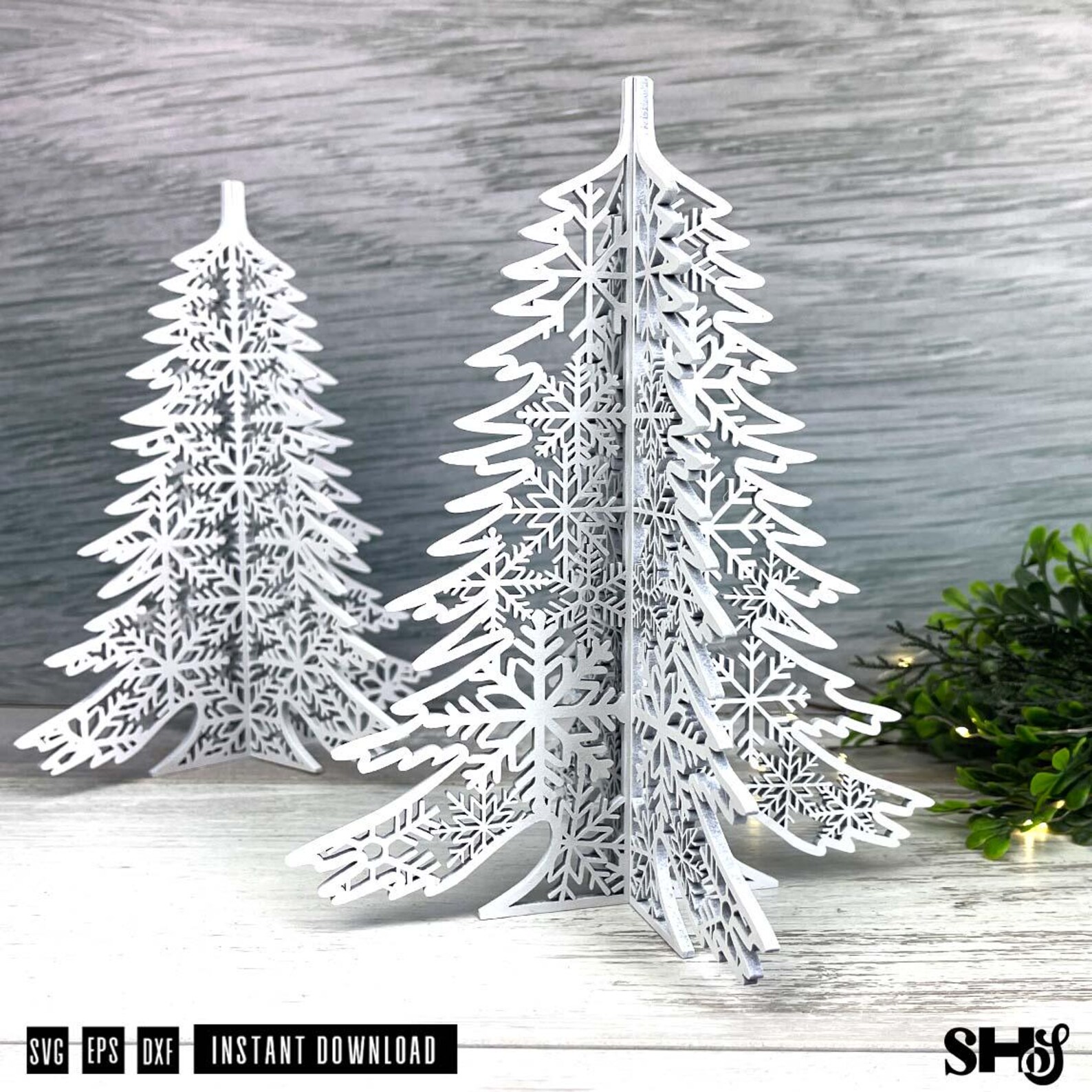  Standing Snowflake Christmas Trees Laser Cut File alternate view