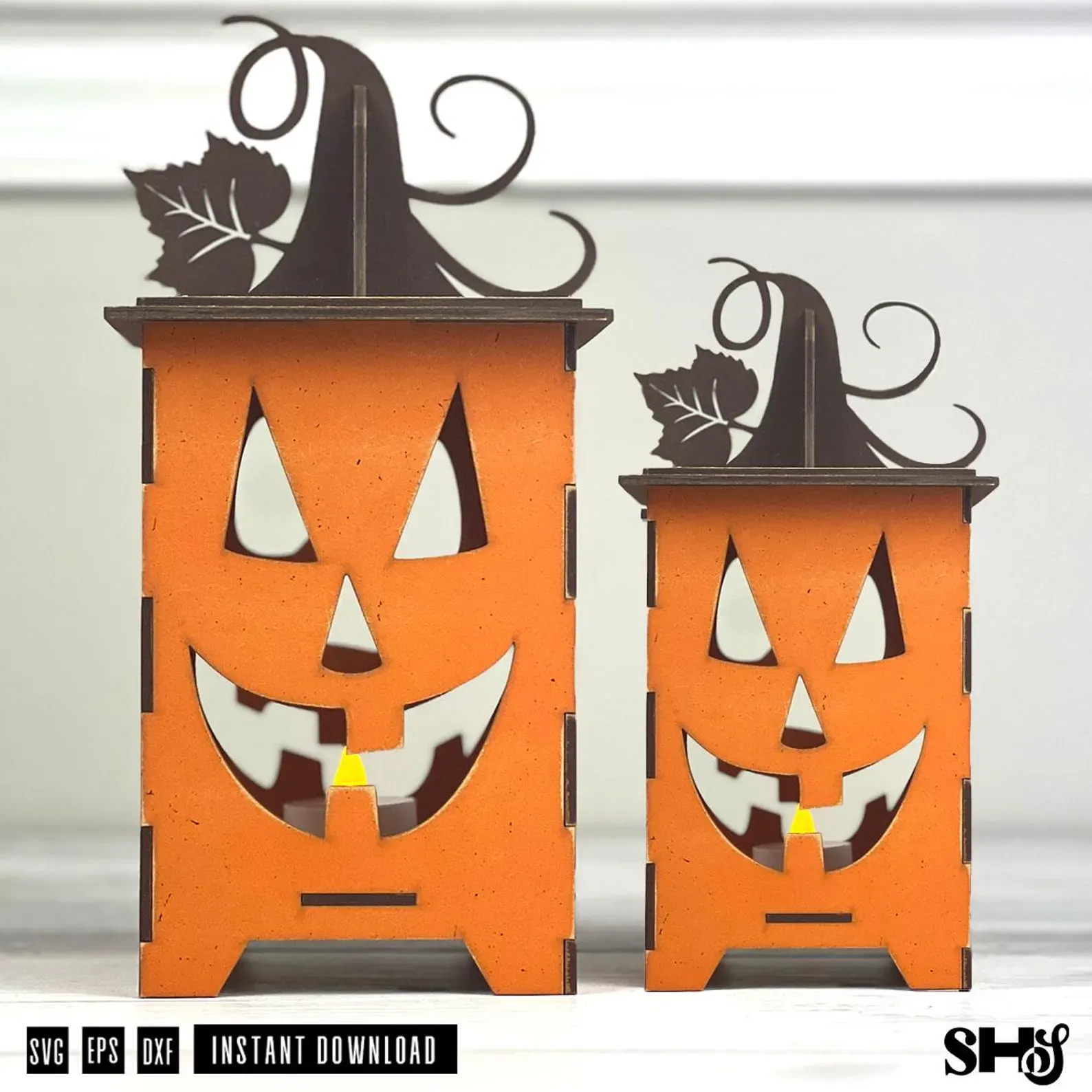 Jack-O-Lantern-Pumpkin Faces Lantern Laser Cut File SVG