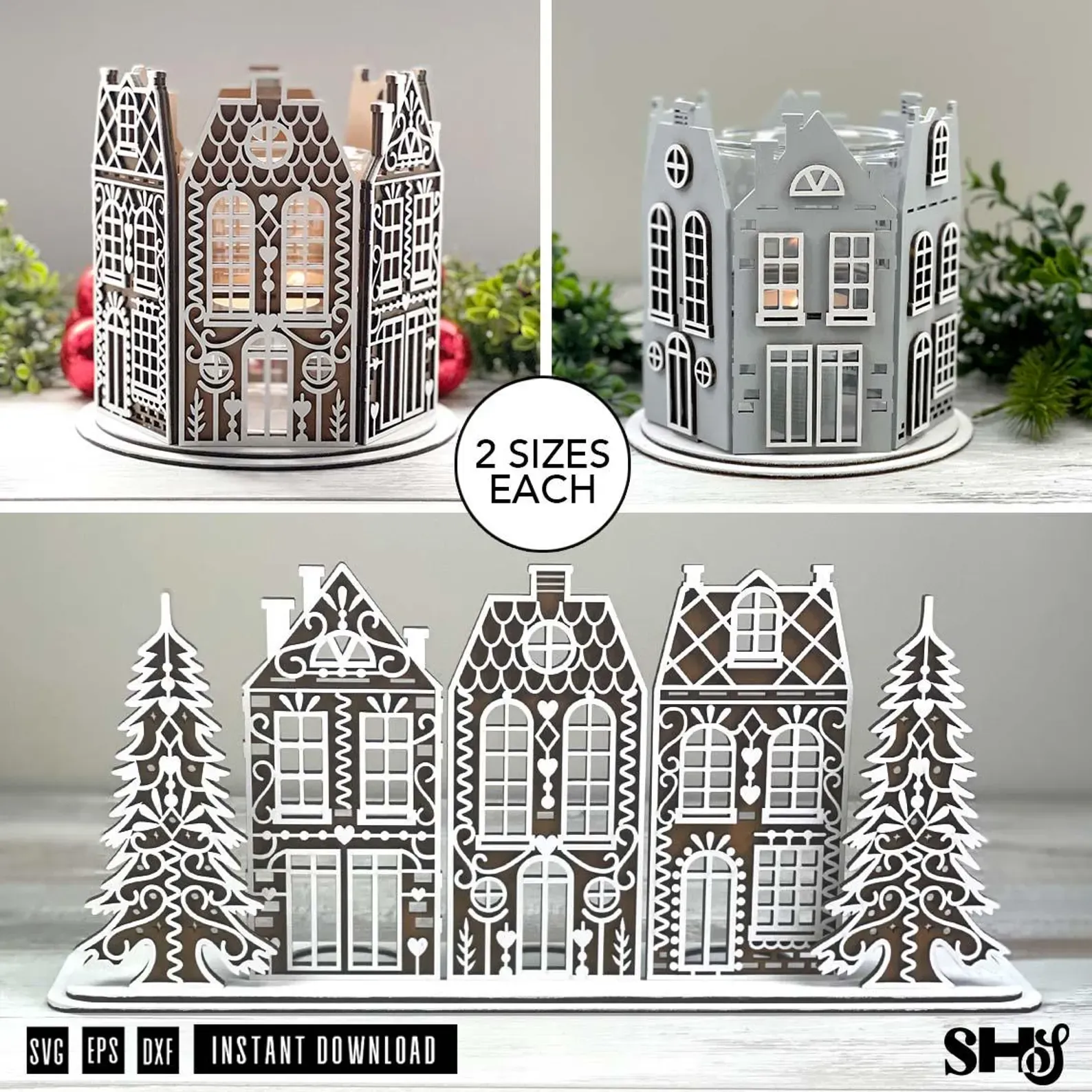 Gingerbread Village Candle Holder SVG Bundle