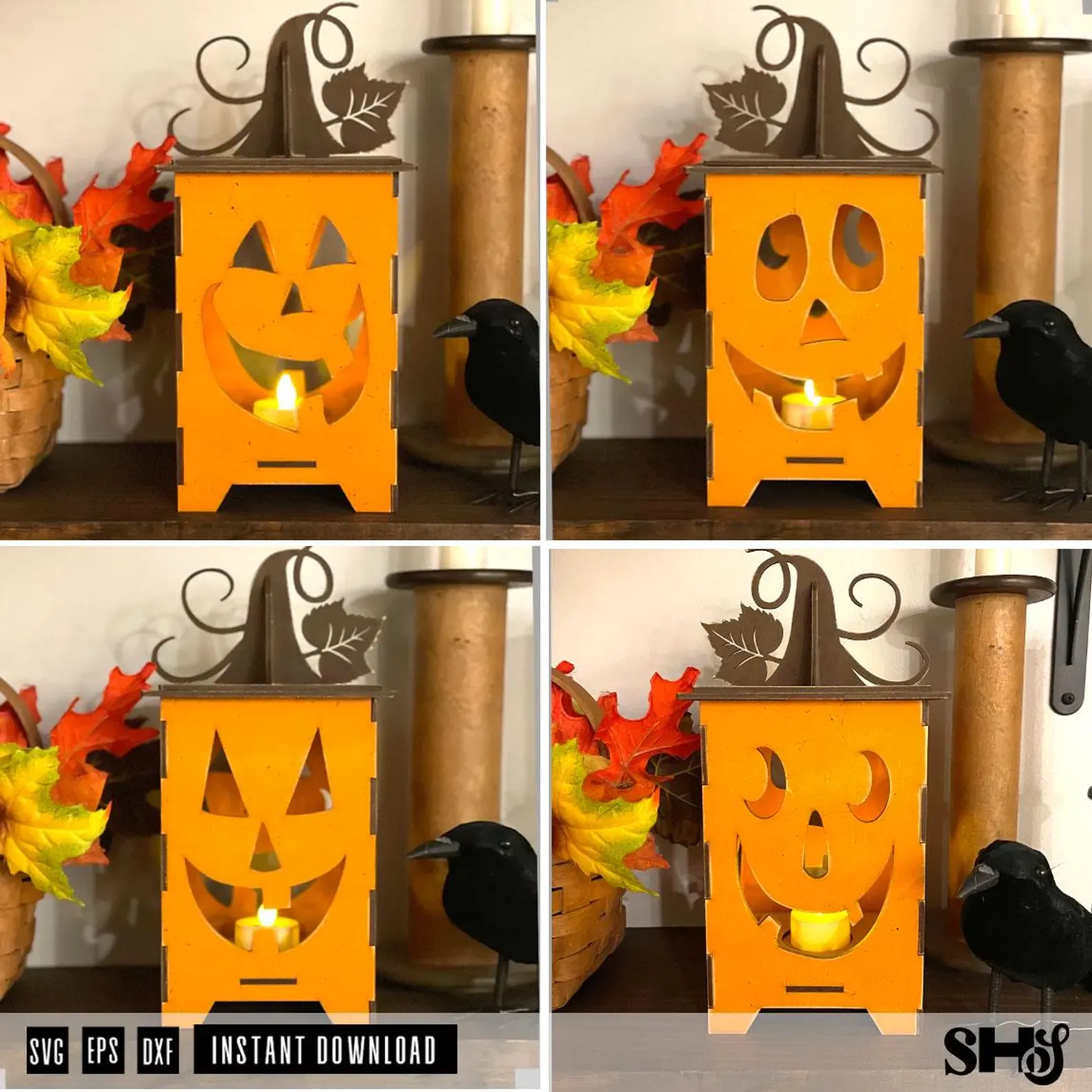 Jack-O-Lantern-Pumpkin Faces Lantern Laser Cut File SVG alternate view