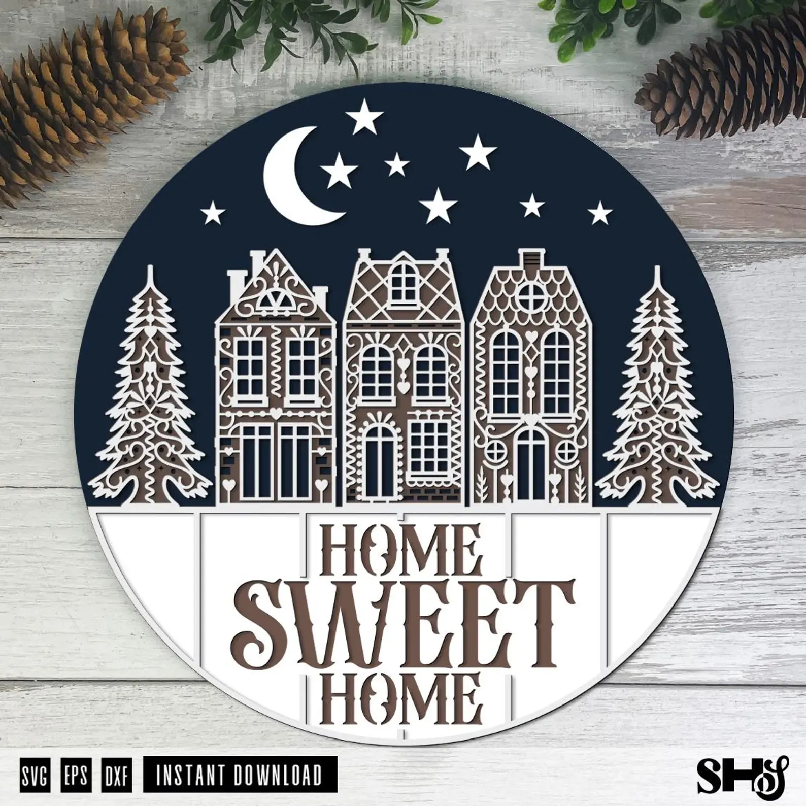 Home Sweet Home Gingerbread Sign Laser Cut SVG