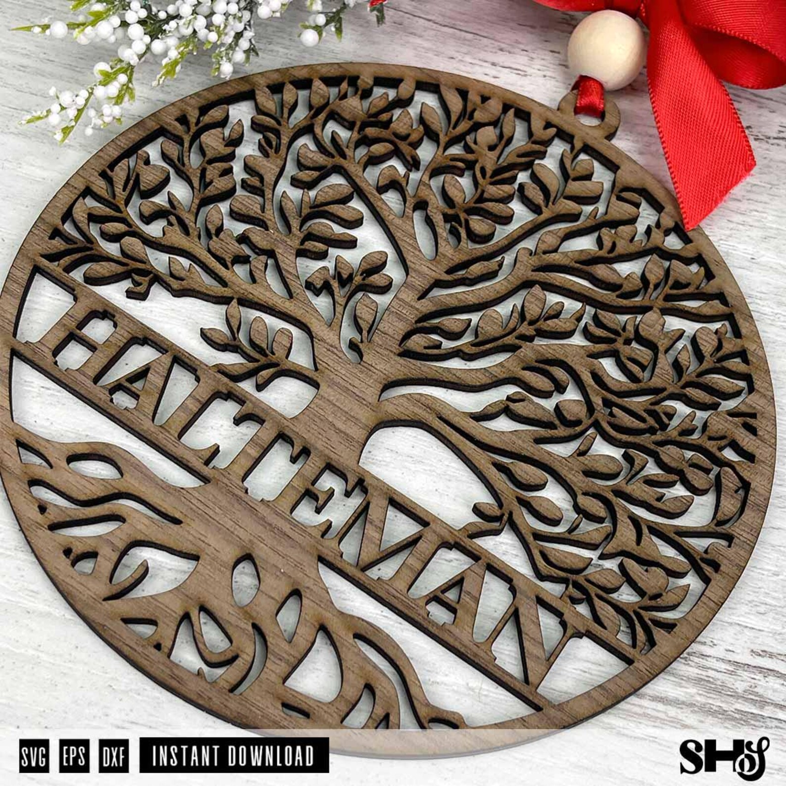 Customizable Tree of Life Ornament Laser Cut File alternate view