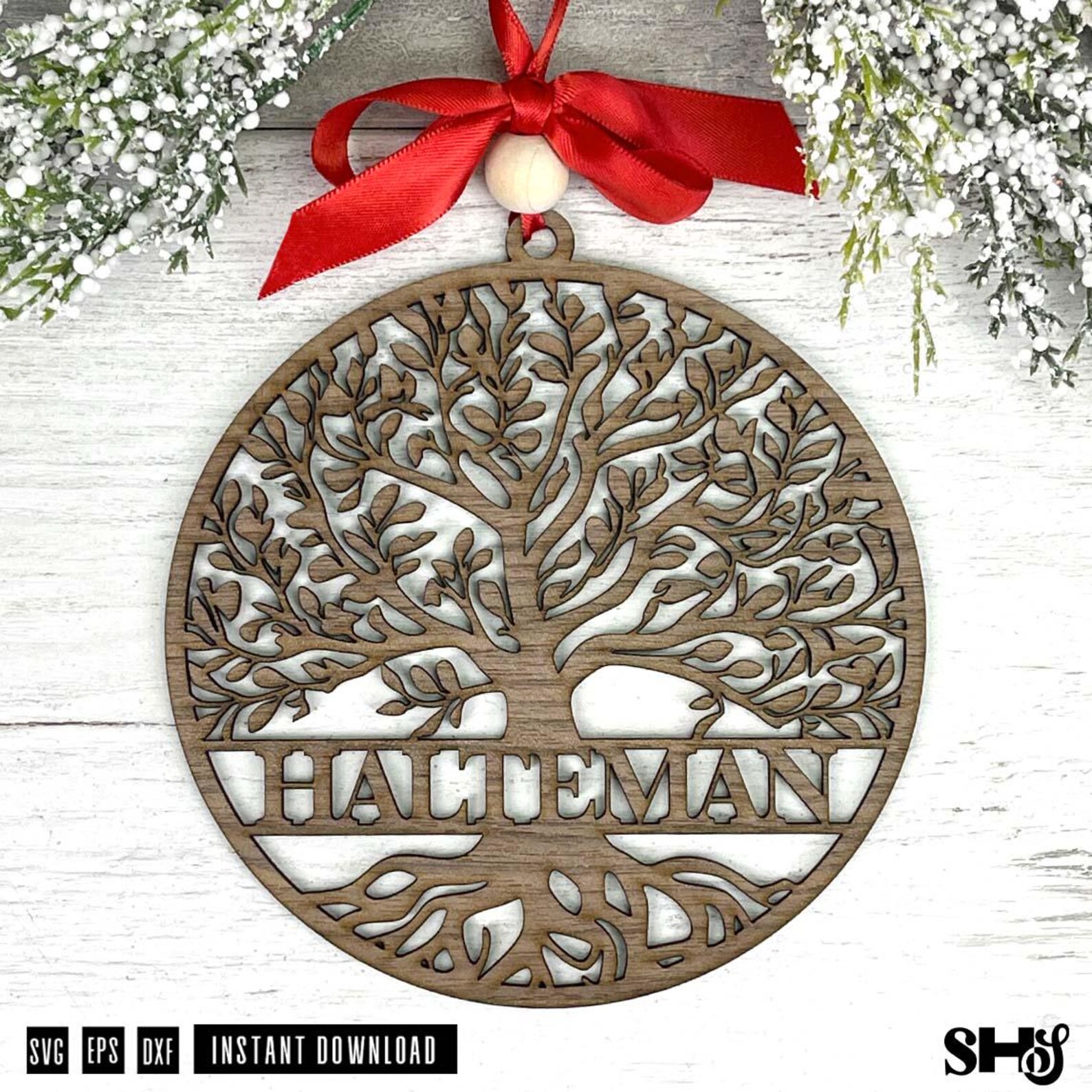 Customizable Tree of Life Ornament Laser Cut File