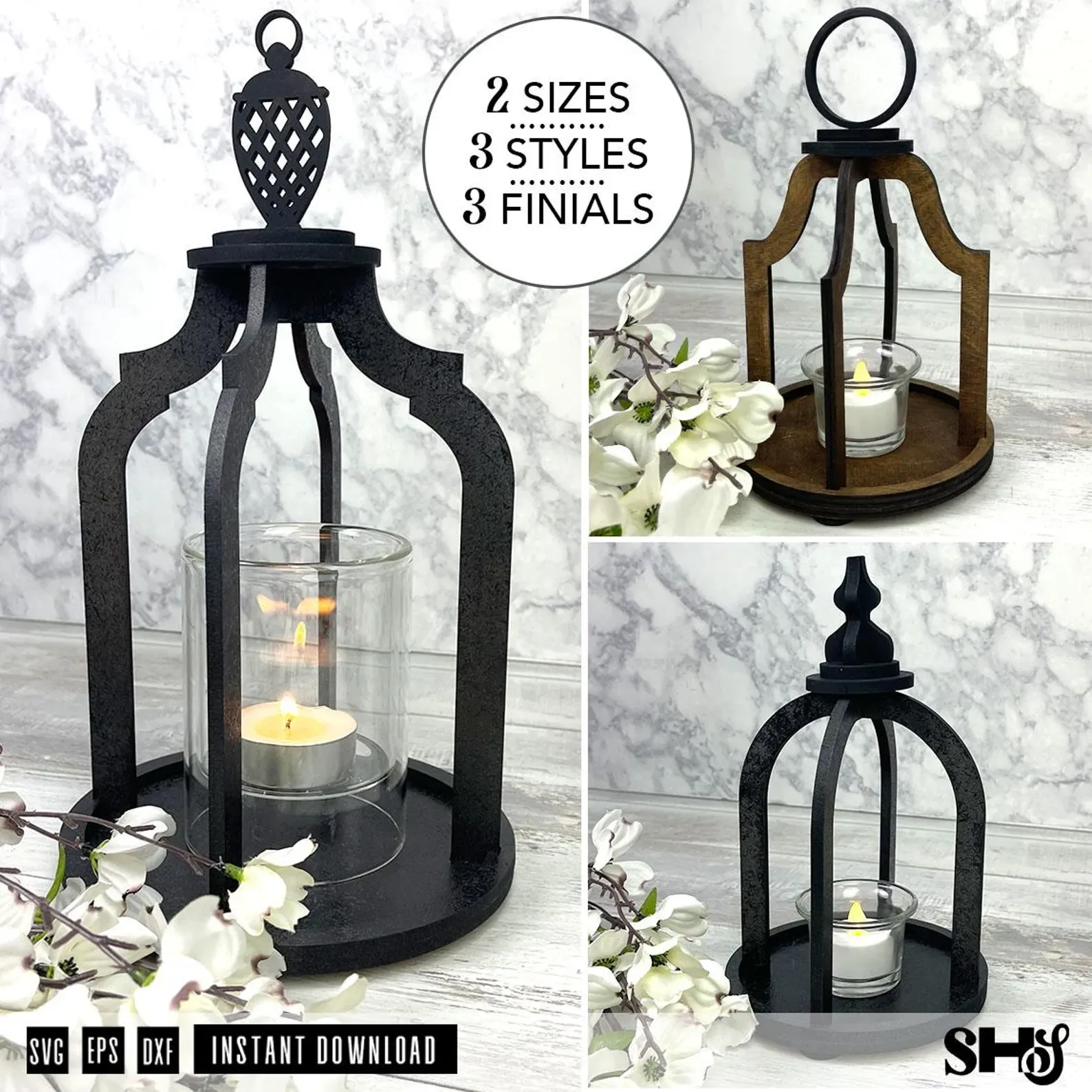Farmhouse Candle Holder Lantern Cloche Laser Cut SVG File Bundle