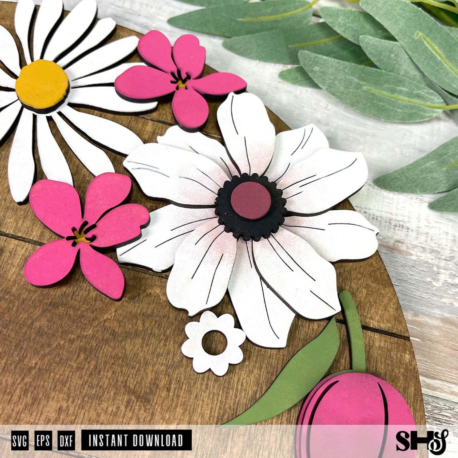 Spring Garden Name Sign Laser Cut SVG alternate view