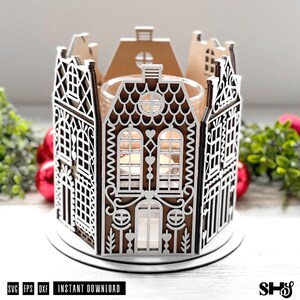 Gingerbread Village Candle Holder SVG Bundle alternate view