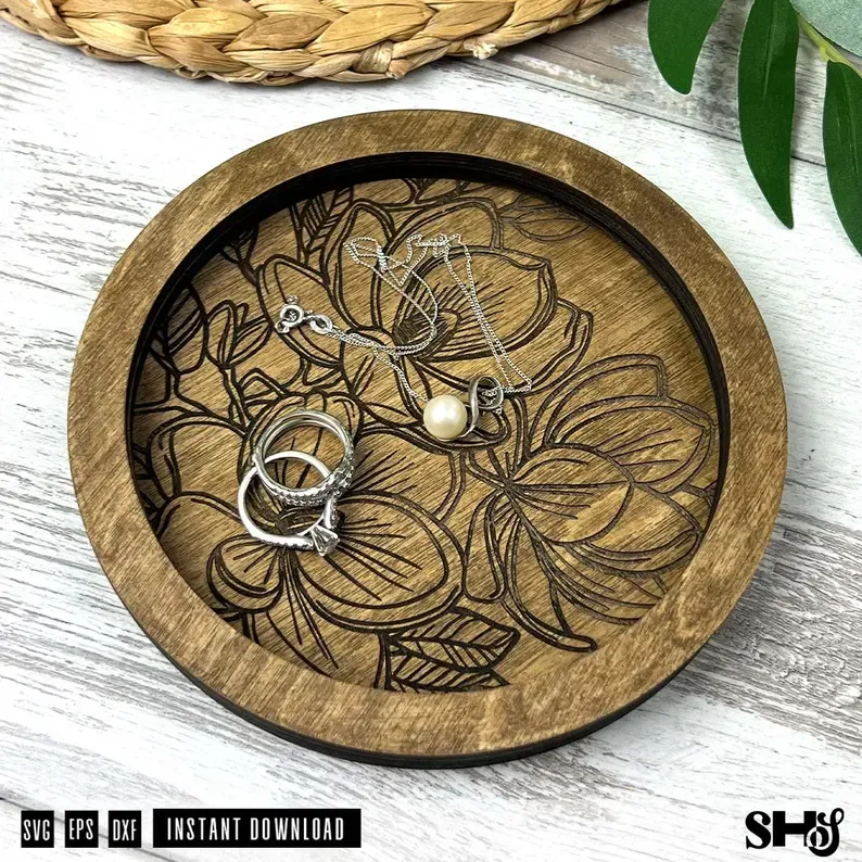 Magnolia Ring Dish Laser Cut File