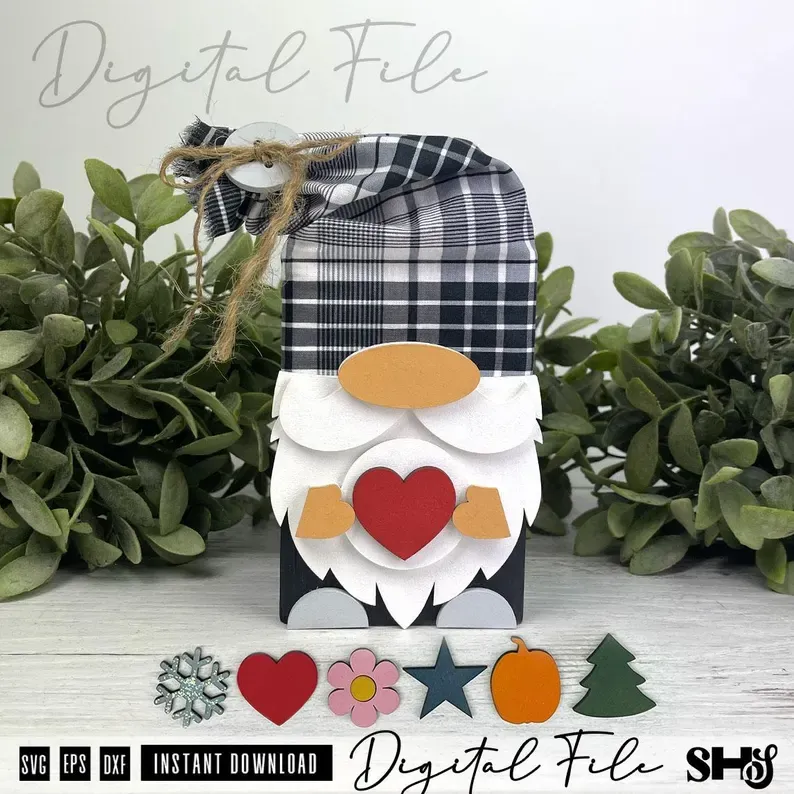Interchangeable Block Gnome Shelf Sitter SVG Bundle