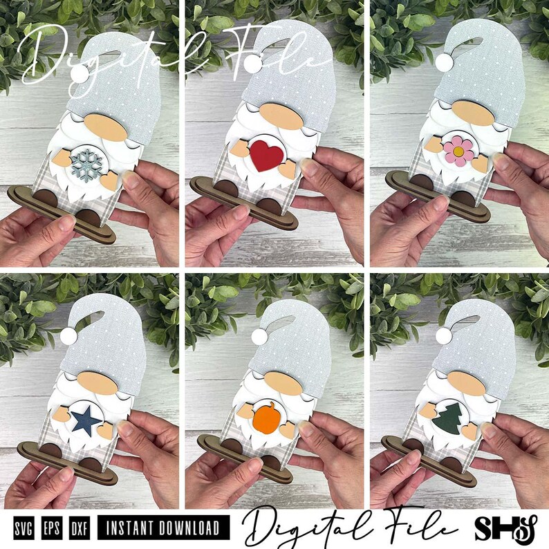 Interchangeable Standing Gnome Shelf Sitter SVG Bundle alternate view