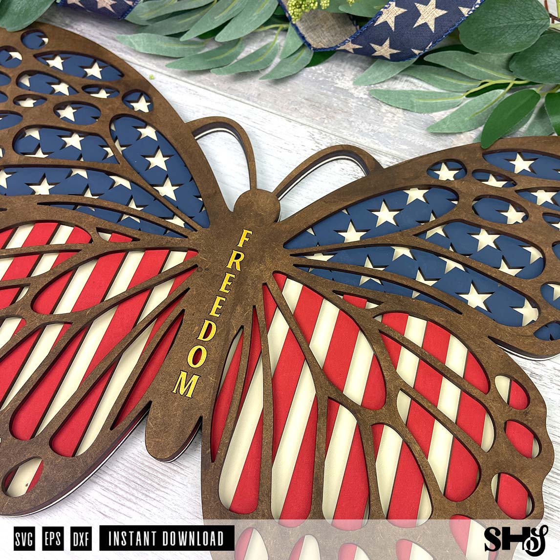 Patriotic Butterfly SVG alternate view