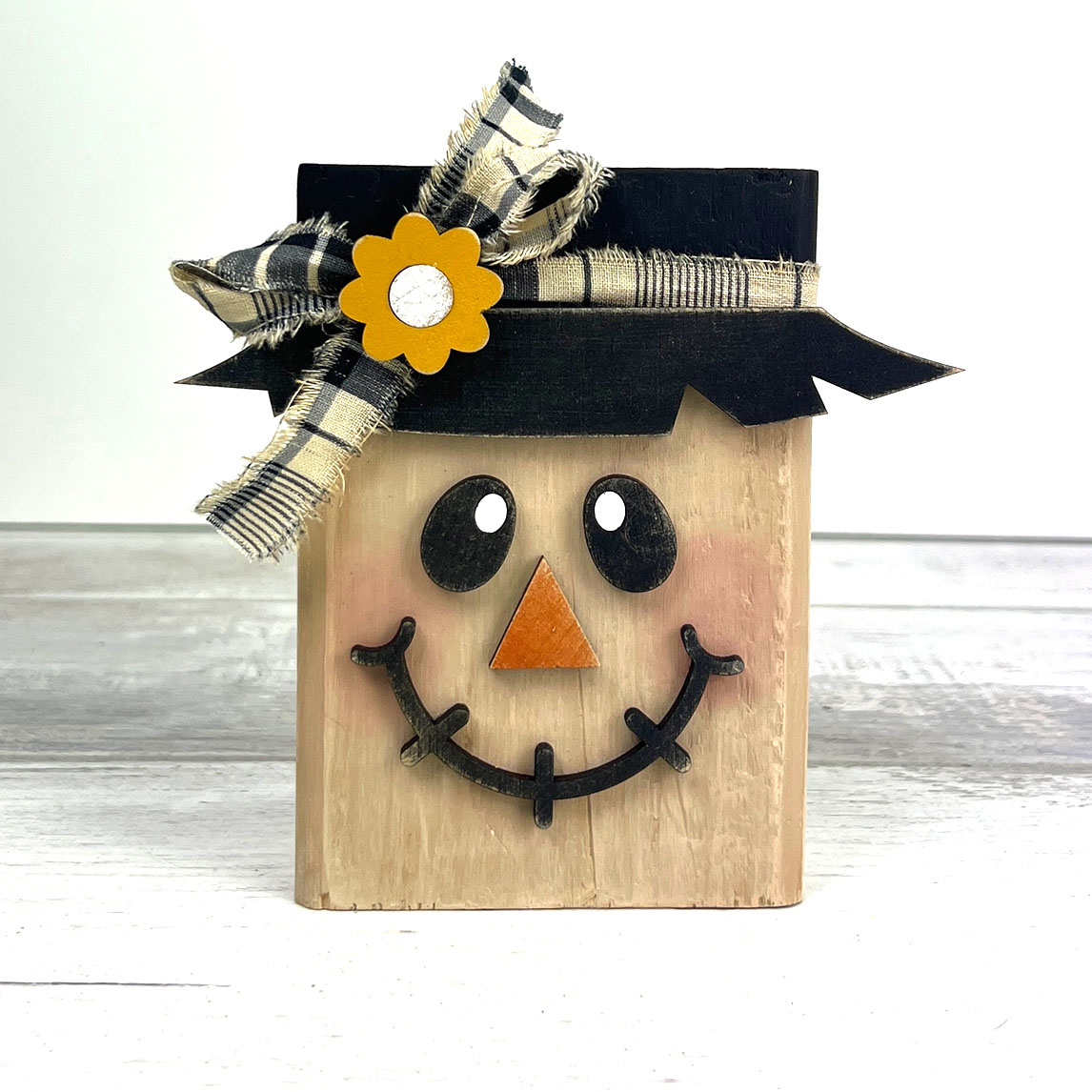 How to Make an Easy Wood Block Scarecrow