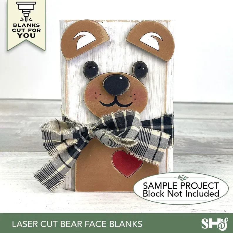 Laser Cut Teddy Bear Face Blanks