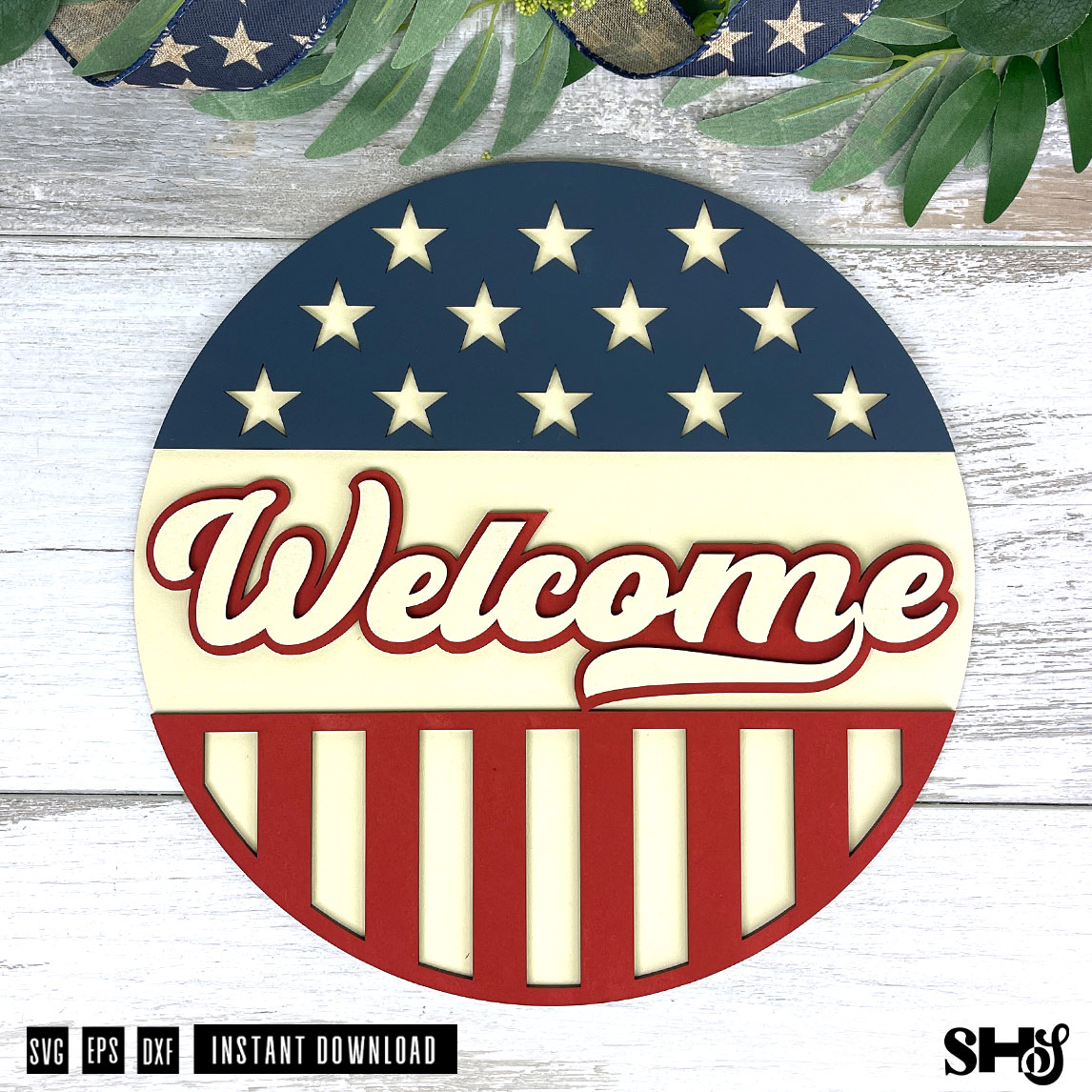 Patriotic Welcome Sign SVG