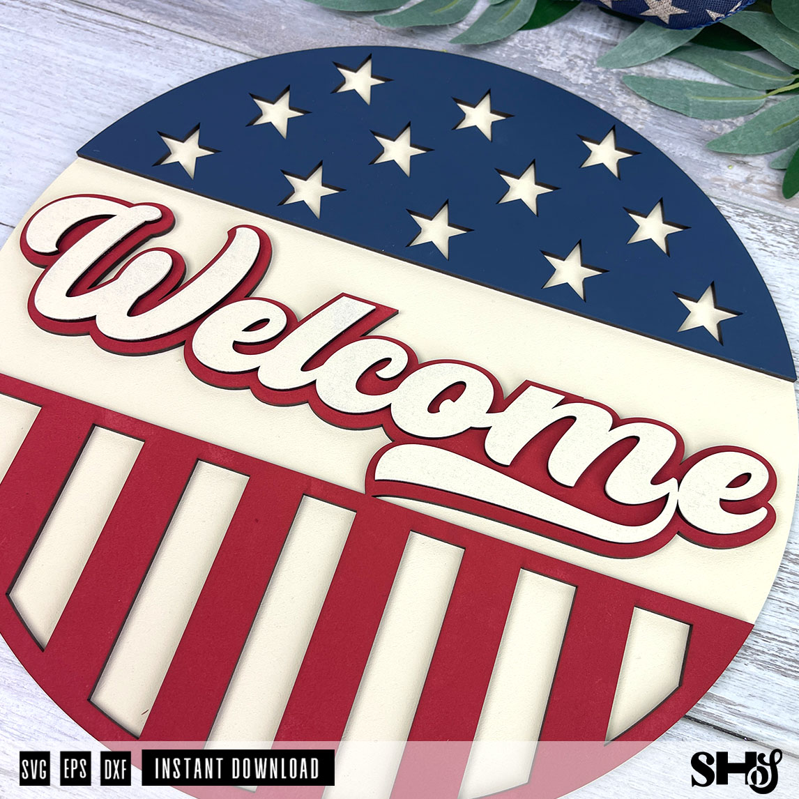 Patriotic Welcome Sign SVG alternate view