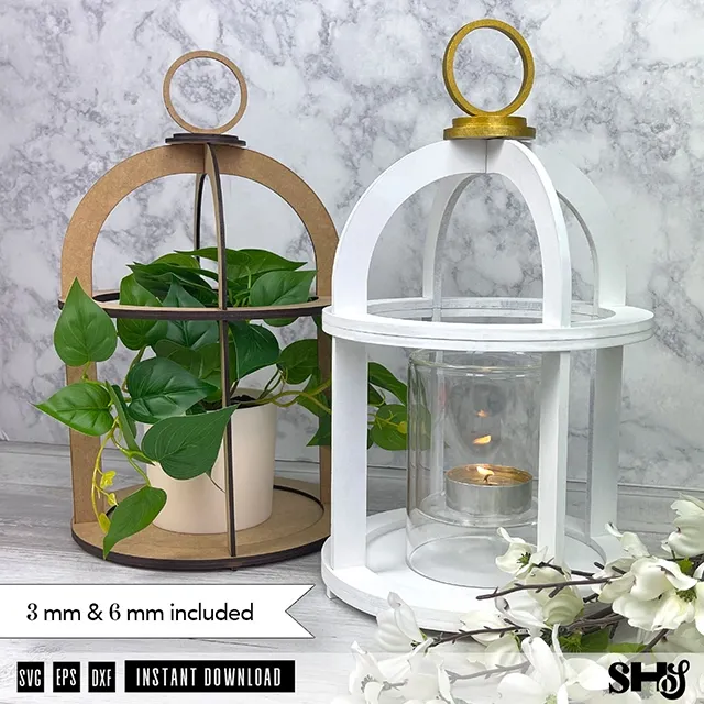 Wooden Cloche Candle Holder Laser Cut File alternate view