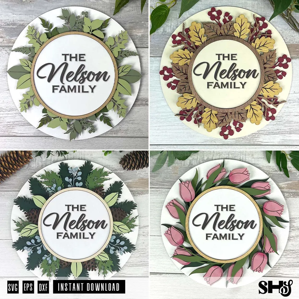 All Seasons Wreath Sign SVG Bundle